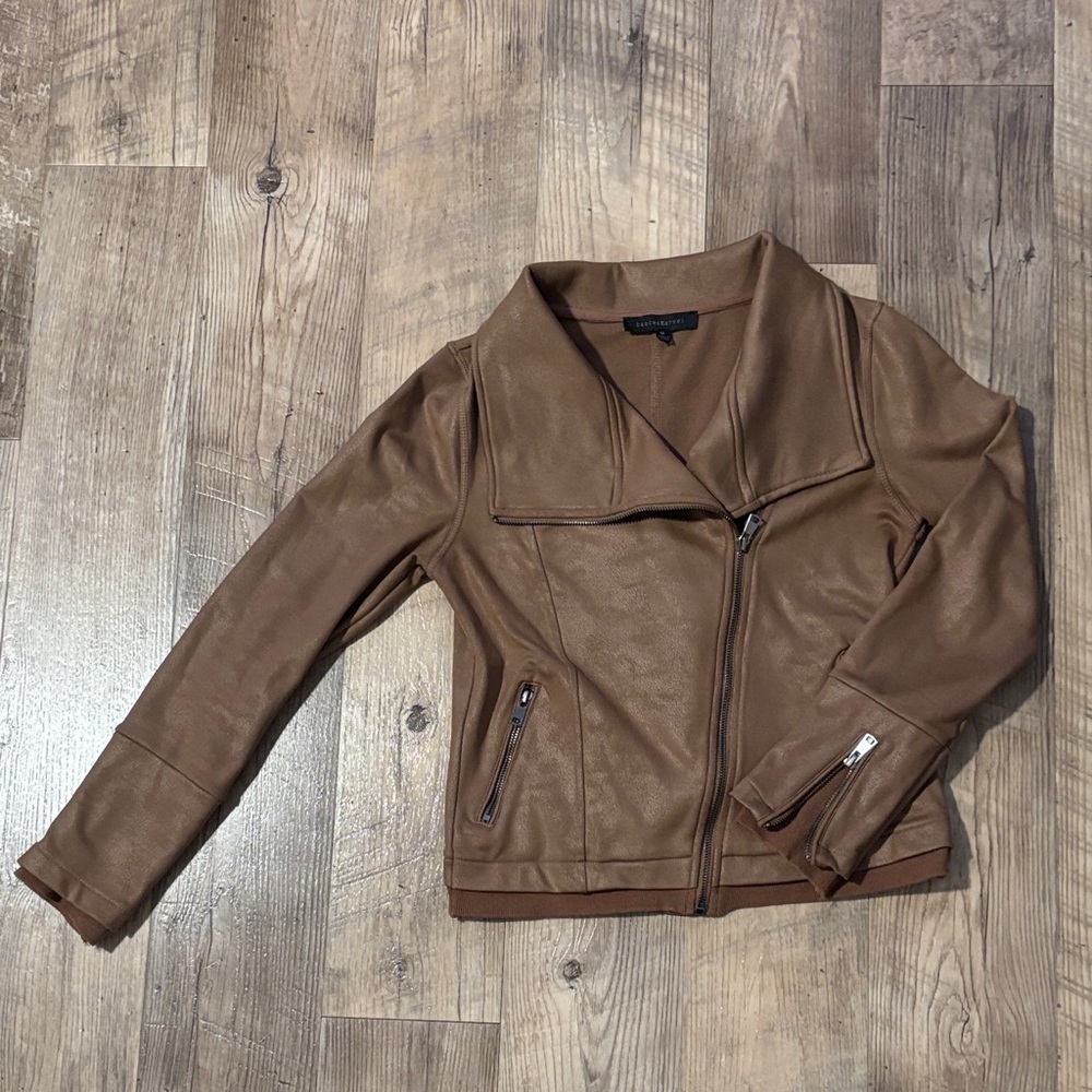 Dance & Marvel Tan Knit Moto Jacket
